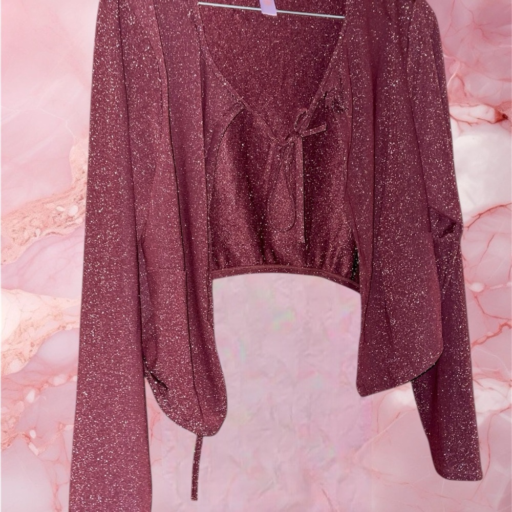Savage X Fenty Burgundy Glitter Cardigan